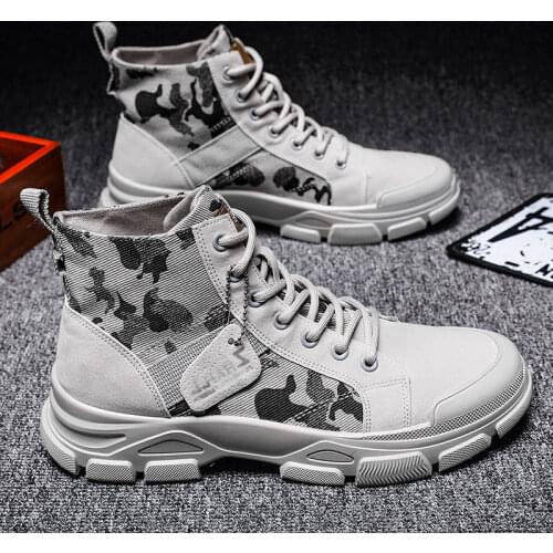 Topvivi men ankle boots Martin trend high-top combat boots special forces desert military training leather boots hunting boots