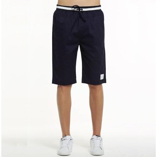 100% Cotton Knee Length Man Casual Chino Short Pants Solid Straight Summer Khaki Navy Elastic Waist Chino Men Shorts