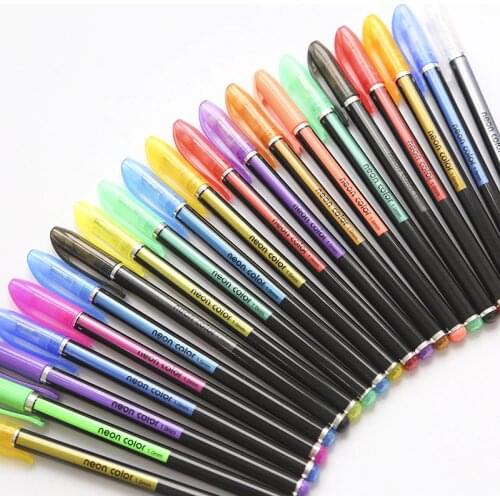 48/36/24/12 Colors Glitter Gel Pen Set 1.0mm Drawing Gel Pen Highlighter Pen For Diarys Doodling Art Markers School Stationery
