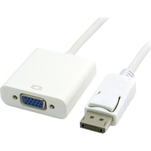 The New DP DisplayPort Display Port Source to VGA Female Sink Monitor Projector Cable Support ATI Eyefinity White