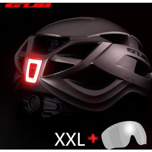 New Cycling Helmet With LED Light USB Rechargeable Intergrally-Molded MTB Road Bike Helmet With Goggles XXL 58-65CM Safety Cap