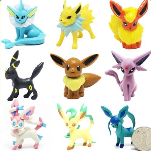 Genuine Pokemon Eevee Model Action Figure Umbreon Vaporeon Jolteon Leafeon Flareon Glaceon Sylveon Espeon Collectible Model Toy
