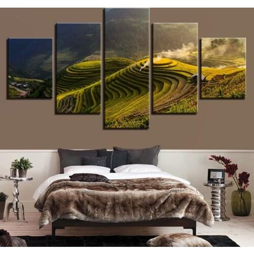 Landscape Sky Cloud Star Mountain River Hot Air Balloon 5 Piece Wall Pictures For Living Room Color Painting Art Home Decor