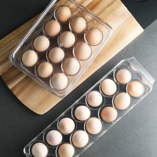 12/14 Grids Egg Tray Transparent Egg Storage Box Containers Kitchen Refrigerator Eggs Dispenser Airtight Fresh Preservation