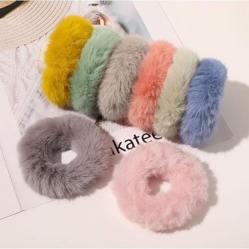 New Warm Soft Elastic Hair Band Hair Scrunchies Women Girls Ponytail Holder Rubber Band Velvet Hair Ties Ropes Hair Accessories