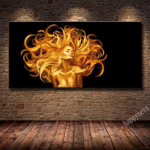 Luxury Gold Makeup Women Canvas Painting Wall Art Posters Prints Wall Pictures for Living Room Scandinavian Art Cuadros Decor