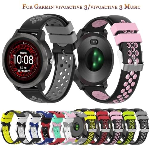 20MM Watch Band for Samsung Galaxy Watch 42mm/Gear Sport/Garmin Vivoactive 3/Vivoactive 3 Music/Forerunner245 645 Silicone Strap