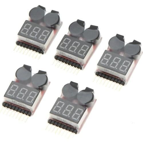 F00872/-5 Lipo Battery Voltage Tester Volt Meter Indicator Checker Dual Speaker 1-8S Low Voltage Buzzer Alarm 2S 3S 4S 8S