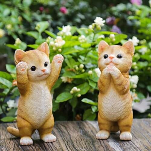 Tuin Decoratie Garden Outdoor Gardens Decoration Sculpture Miniatuur Bloempot Tuinkabouter Poppenhuis Meubels Cute Cat Resin