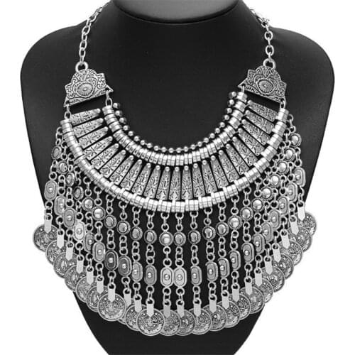 Vintage Multilayer Maxi Boho Statement Necklaces Pendants Women Bohemia Coin Tassel Necklace 2020 Female Choker Collier Jewelry