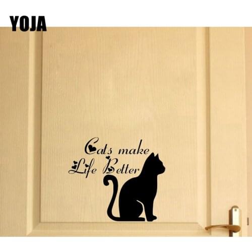 YOJA 24.5*21.32CM Cats Make Life Better For Kids Wall Decoration Stickers Door Decal D2-0203