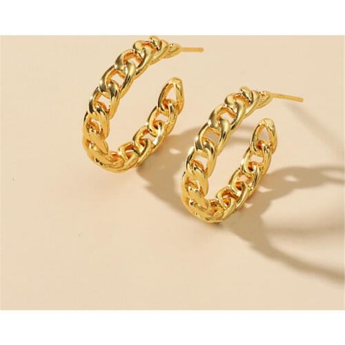 MANGOSKY Fashion Metal Chain Design 925 Silver Needle Earring