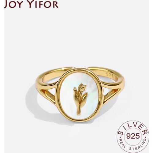 925 Sterling Silver Irregular Handmade Ring for Women Creative Geometric Anillos Fine Jewelry Gift Oval Stone Rose Adjustale