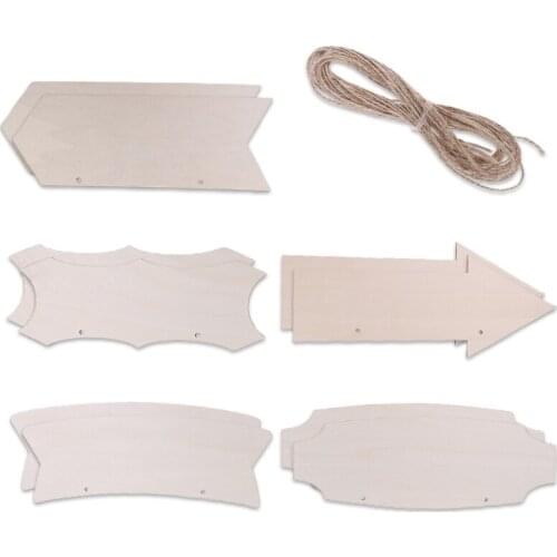 10 Pcs Wood Mixed Blanks Hanging Tag Sign Unfinished Slices Chips with Hemp Rope for Scrapbooking DIY Art Craft Project