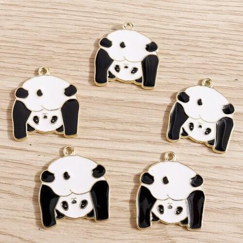 10pcs 24*27mm Alloy Cartoon Enamel Panda Charms for Pendants Necklaces Earrings Bracelets DIY Handmade Jewelry Making Crafts