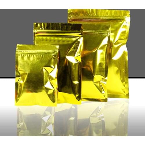 100Pcs/ Lot Golden Zipper Aluminum Foil Valve Package Pouches Grocery Coffee Powder Nuts Mylar Packaging Storage Bags