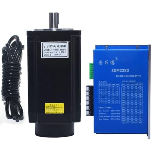 110 3-phase stepper motor kit 110BYG350D 20NM 221mm length stepper motor + 3ND2283 2.0A-10A AC220V DSP digital driver