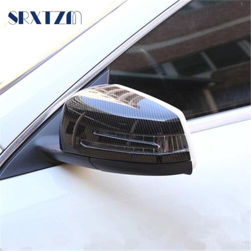 2PCS Car Auto ABS Carbon Fiber Side Rearview Mirror Cap Cover Trim For Mercedes Benz A B C E S CLA GLK GLA Class W204 W246