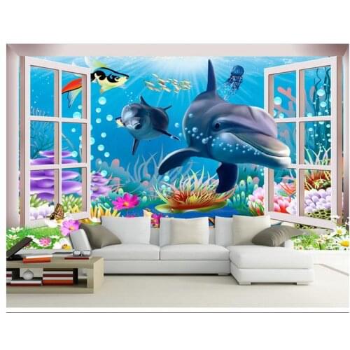 3D wallpaper custom mural beauty 3 d underwater world aquarium cartoon children room background wall paintings room wallpaper