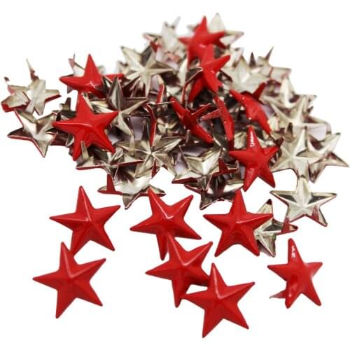 50Pcs Red Star Rivets Studs Spikes PUNK Leather Bag Shoe Clothes Craft Decor