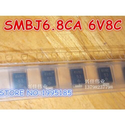 50pcs/lot SMBJSMBJ6.8CA 6.8V 6V8C two-way SMD TVS Diodes DO-214AA (P6KE6.8CA silkscreen 6V8C)