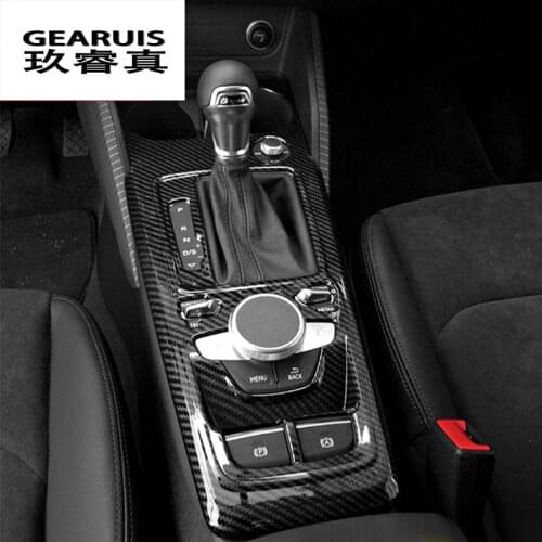 Car Styling Carbon fiber Multimedia Handrest Center Console Gear Shift Panel Cover Sticker For Audi Q2 Interior Auto Accessories