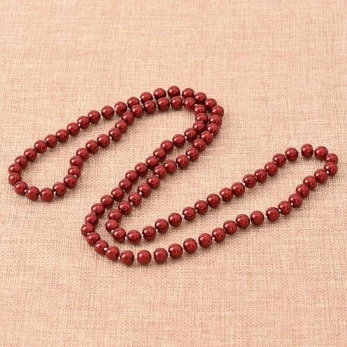 Long Necklace Glittering Pearls Cahrm 8mm Dark Red Color Making Statement Women Gifts Imitation Pearls Necklace 36inch H865