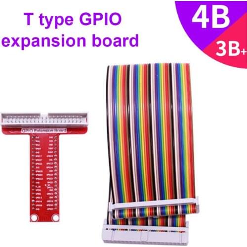 For Raspberry Pi 4B 3B Plus GPIO 40 Pins Breakout Expansion Board Cable Breadboard Adapter T Shape Development Board