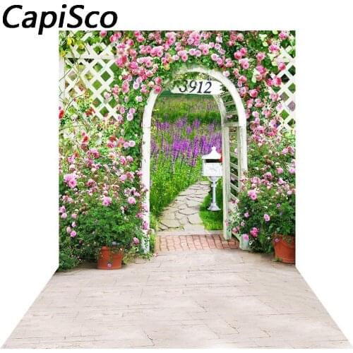Capisco Spring Flower Garden Fence Floor Scenic Baby Photography Backgrounds Custom Photographic Backdrops For Photo Studio