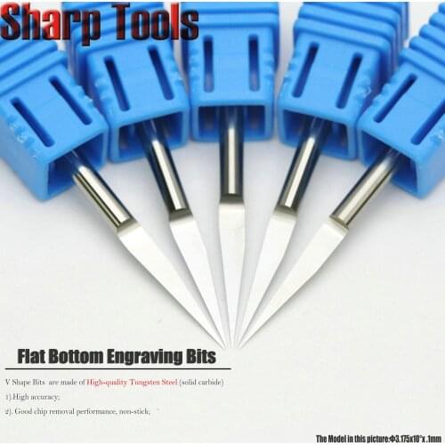 10 Angle 3.175mm Tip0.1-0.5mm V Router Bit CNC Tools Engraving Cutter Solid Carbide End Mill for Wood MDF PCB Milling Bits 10pc