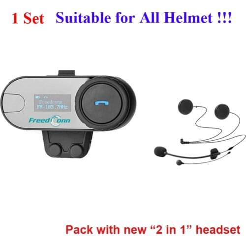 FreedConn TCOM-SC Motorcycle Bluetooth Helmet Headset 800M Wireless Intercom Helmet Headphone with Update 2 in 1 headset