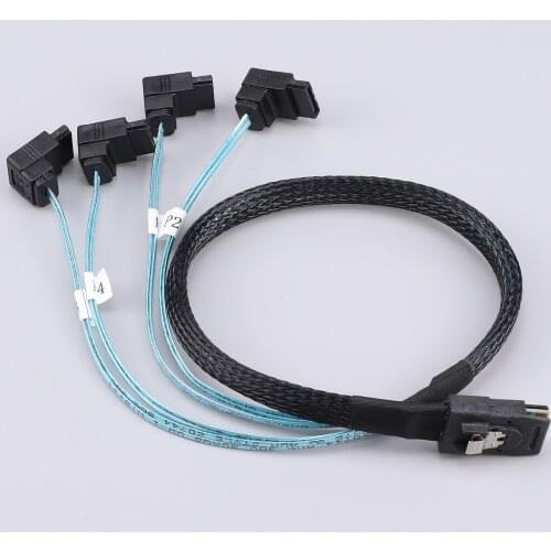 Elbow Mini SAS to SATA Adapter Cable SFF 8087 36P Controller 6gb to 4xSATA Forward Breakout Connector to 4 SATA Disk Data Cable