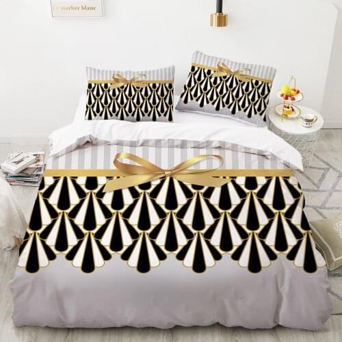 Bedding set King Queen Euro Duvet cover set pillow case Bed linens Quilt cover 220x240 240x260 Bowknot golden