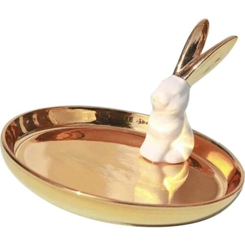 Rabbit Ceramic Trinkets Tray Holder Dish Jewelry Dish Organizer Home Decor