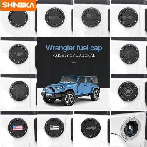 SHINEKA Fuel Tank Cover Gas Door Cover with Ring Oil Tank Cap Fit for 2 & 4 Doors Jeep Wrangler JK
