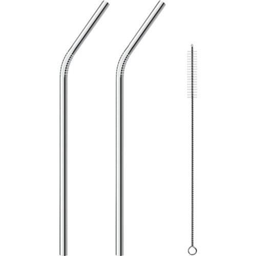 Reusable Straw 304 Stainless Steel Straw Metal Smoothies Drinking Straws Set with Brush