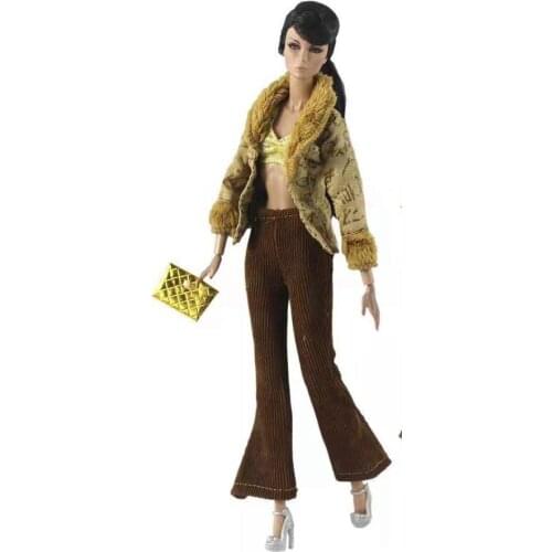 Fashion 1/6 Dollhouse Clothes Winter Coat Jacket Vest Pants for Barbie Doll Outfit Set bag 11.5" Dolls Accessories Toy Girl Gift