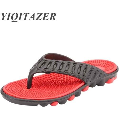 YIQITAZER 2018 New Summer Water Flip Flops Men Slipper Soft Massage Beach Shoes Slippers Fashion Man Shoes Casual Shoes