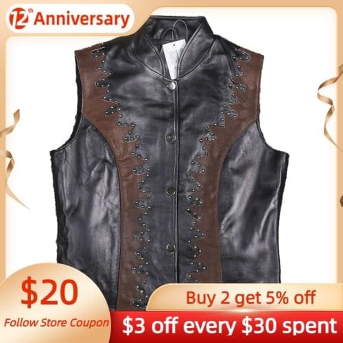 2021 Black Motorcycle Style Genuine Leather Vest Men Single Breasted Real Natural Thin Sheepskin Summer Slim Fit Short Coat