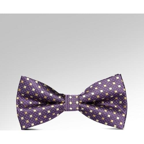 New Woven Jacquard Purple Dot Bow Tie Fashion Novelty Men Adjustable Tuxedo Bowtie Butterfly Knot Cravat Neck Tie with Gift Box