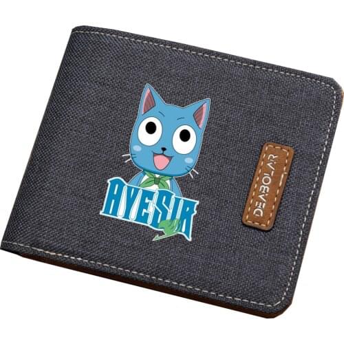 Japan anime Fairy Tail wallet Men women short printing Bifold wallet Kids coin Card purse teenagers student canvas wallet