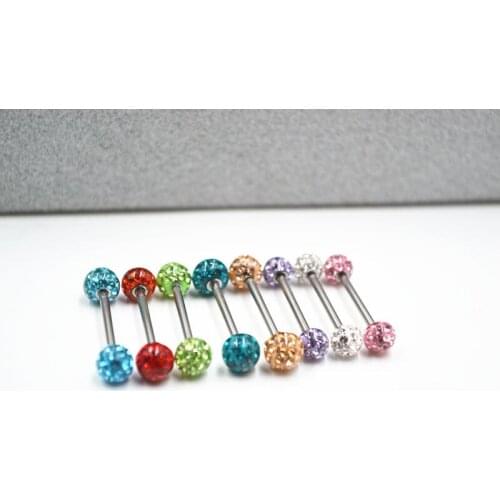 Free Shipping 50pcs Body Jewelry Piercing Nipple Barbells Nipple Bar 14G~1.6mmx16mmx6mm/6mm