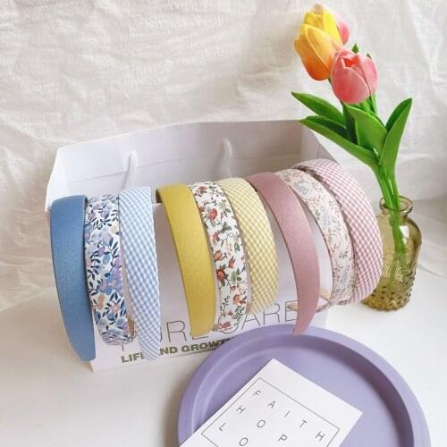 3pcs Vintage Floral Wide Headbands Solid Flower Plaids Hairbands Set for Women Head Wrap Girls Tiara Elegant Headwear