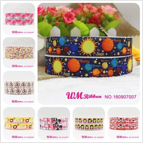 Q&N ribbon 7/8inch 22mm universe printed grosgrain ribbonfor Wedding Christmas Party Decorations DIY Bow Craft Ribbons Card Gift