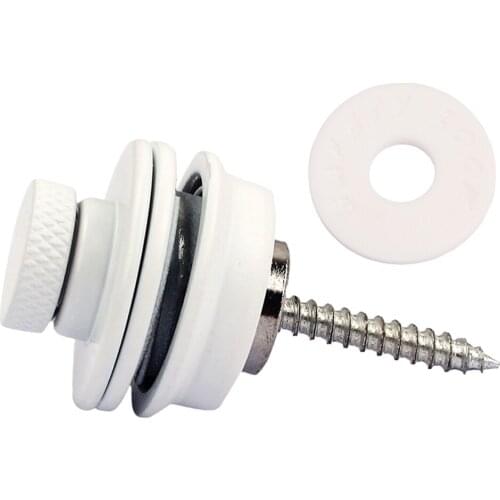 Guitar Strap End Lock Button For Electric Bass Guitar - White