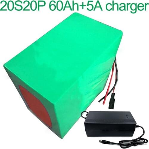 With 5A charger 72V 60Ah 20S20P 18650 Li-ion Battery electric two Three wheeled motorcycle bicycle ebike 340*310*160mm