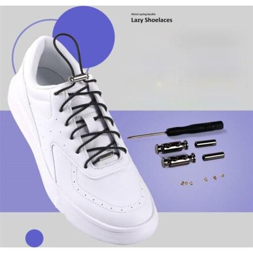 1 Pair No Tie Shoe laces Elastic Shoelaces Round Metal Buckle Kids Adult Quick Lock Shoe lace Leisure Sneakers Lazy laces
