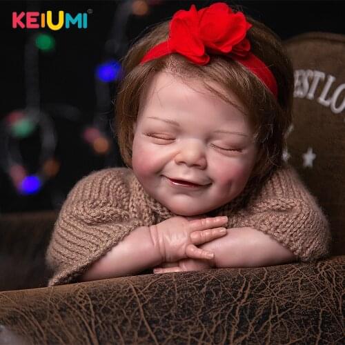 Cute 50 CM Reborn Baby Dolls Rooted Fiber Hair Soft Cloth Body Reborn Bebe Toys Sleeping Doll For Kid Childrens Day Gifts