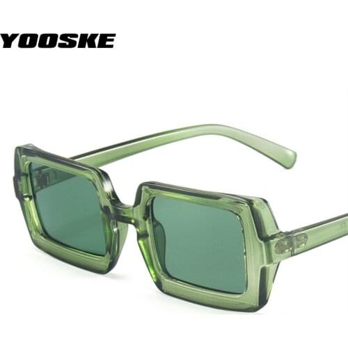 YOOSKE Retro Square Sunglasses Women Brand Designer Candy Color Sun Glasses Men Fashion Green Eyewear Driver Goggle Shades UV400