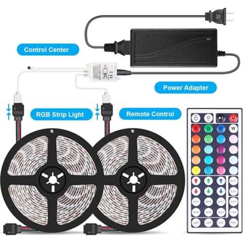 LED Strip Light Flexible RGB LED Strip Backlight Waterproof 10M 12V Power Supply RGB Tape Set